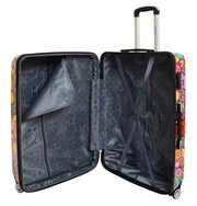 4 Wheel Suitcases Multicoloured Flower Print PC Hard Shell Luggage Lightweight Travel Bags Orchid