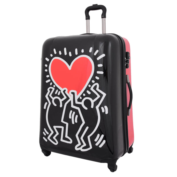 Tough Hard Shell Suitcase Big Heart 4 Wheel Luggage TSA Lock Bags Large 1