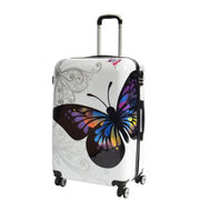 4 Wheel Luggage Hard Shell Lightweight ABS Trolley Bag White Butterfly Large 1