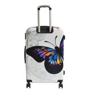 4 Wheel Luggage Hard Shell Lightweight ABS Trolley Bag White Butterfly Large 3