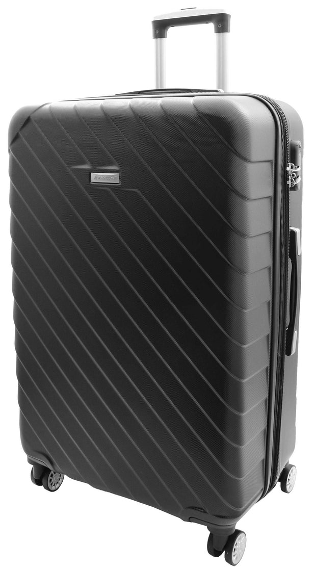 4 Wheel Suitcases Hard Shell Black ABS Digit Lock Lightweight Luggage Travel Bag Melton large-1