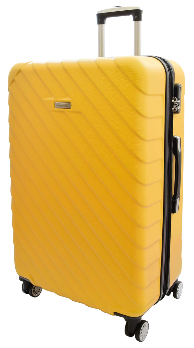 4 Wheel Suitcases Hard Shell Yellow ABS Digit Lock Lightweight Luggage Travel Bag Melton large-1