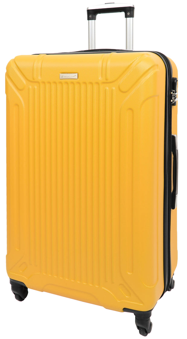 Robust 4 Wheel Suitcases Yellow Hard Shell ABS Digit Lock Lightweight Luggage Travel Bag Skytrax