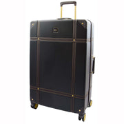 Retro 8 Wheel Hard Shell Luggage Trunk Style Suitcase Travel Bags Archaic Black