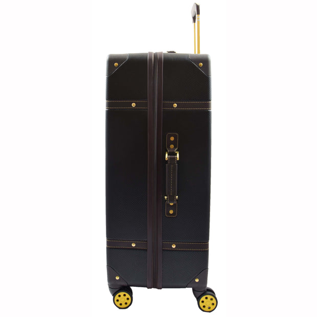 Retro 8 Wheel Hard Shell Luggage Trunk Style Suitcase Travel Bags Archaic Black