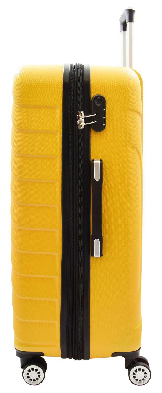 4 Wheel Suitcases Hard Shell Yellow ABS Digit Lock Lightweight Luggage Travel Bag Melton large-2