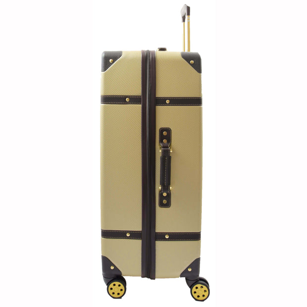 Retro 8 Wheel Hard Shell Luggage Trunk Style Suitcase Travel Bags Archaic Gold