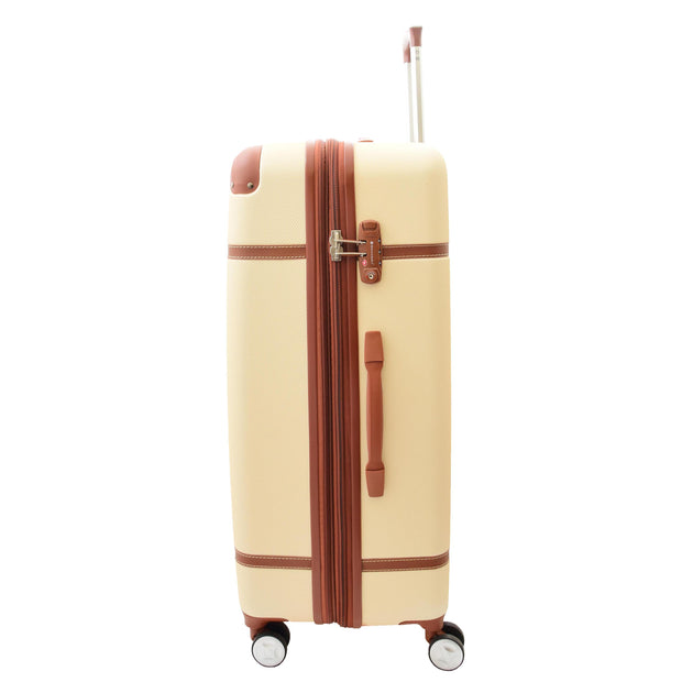 Vintage 4 Wheel Hard Shell Luggage Expandable Lightweight Suitcases Travel Bags Grand Beige