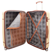 Vintage 4 Wheel Hard Shell Luggage Expandable Lightweight Suitcases Travel Bags Grand Beige