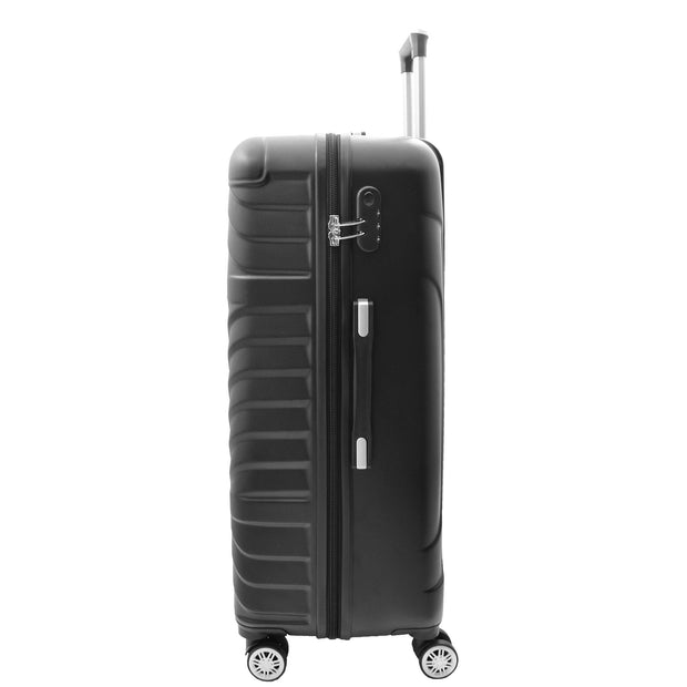 Robust 4 Wheel Luggage ABS Black Lightweight Digit Lock Suitcases Travel Bags Cosmos