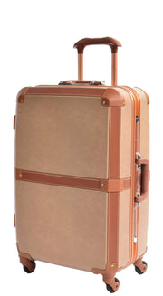 Medium 4 Wheels Classic Trunk Style Lightweight Suitcase ASB603 Brown