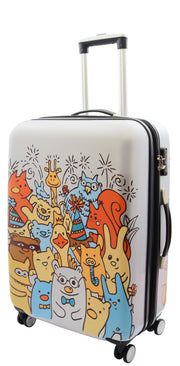 4 Wheel Luggage Hard Shell Expandable Suitcases Lightweight Travel Bags Cartoons Print