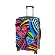 Expandable Hard Shell Multicolour Hearts 4 Wheel Luggage Suitcase Medium 1