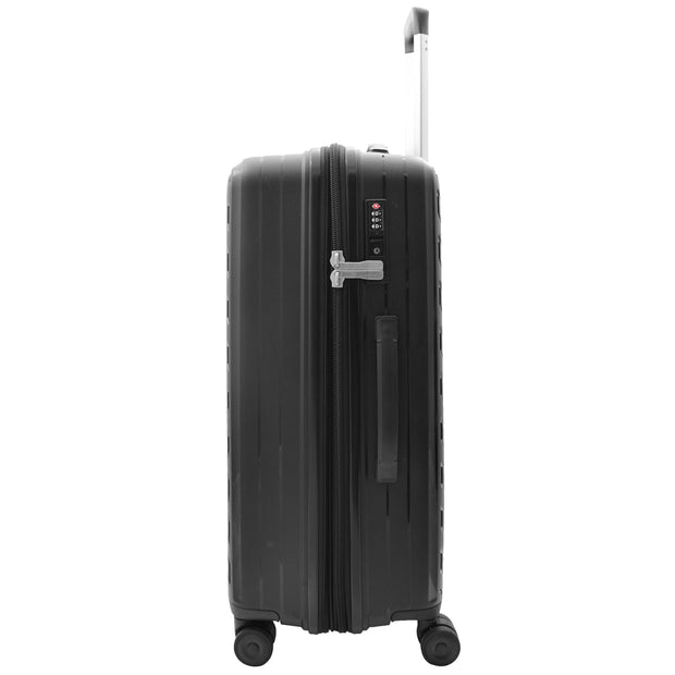 Exclusive Suitcases on Wheels Solid Hard Shell Luggage Lightweight Expandable Travel Bags Trek Black