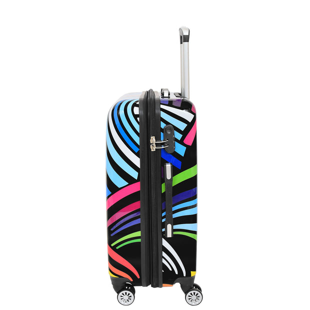 Expandable Hard Shell Multicolour Hearts 4 Wheel Luggage Suitcase Medium 2