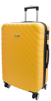 4 Wheel Suitcases Hard Shell Yellow ABS Digit Lock Lightweight Luggage Travel Bag Melton medium-1