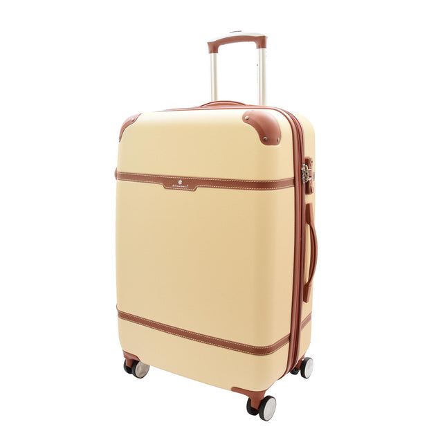 Vintage 4 Wheel Hard Shell Luggage Expandable Lightweight Suitcases Travel Bags Grand Beige