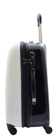 Tough Hard Shell Suitcase White Big Heart 4 Wheel Luggage TSA Lock Bags