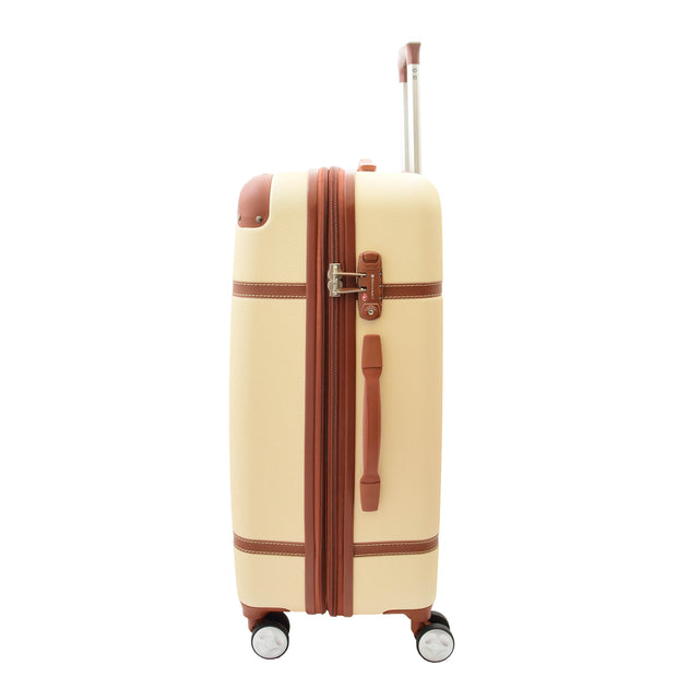 Vintage 4 Wheel Hard Shell Luggage Expandable Lightweight Suitcases Travel Bags Grand Beige