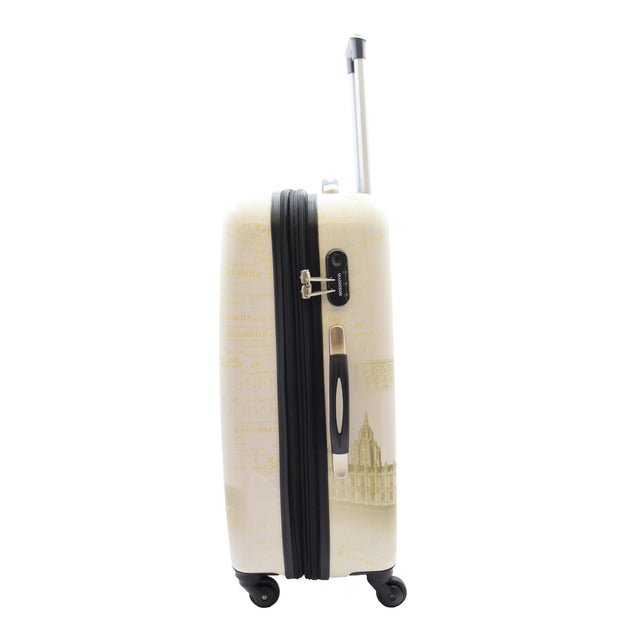 4 Wheel Luggage Hard Shell Expandable Suitcases Lightweight Travel Bags London Landmarks