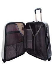 Tough Hard Shell Suitcase White Big Heart 4 Wheel Luggage TSA Lock Bags