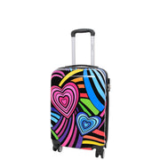 Expandable Hard Shell Multicolour Hearts 4 Wheel Luggage Suitcase Small 1