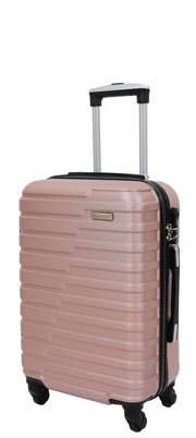Cabin Size 4 Wheel Suitcase ABS Lightweight Luggage Travel Bag Stargate Rose Gold