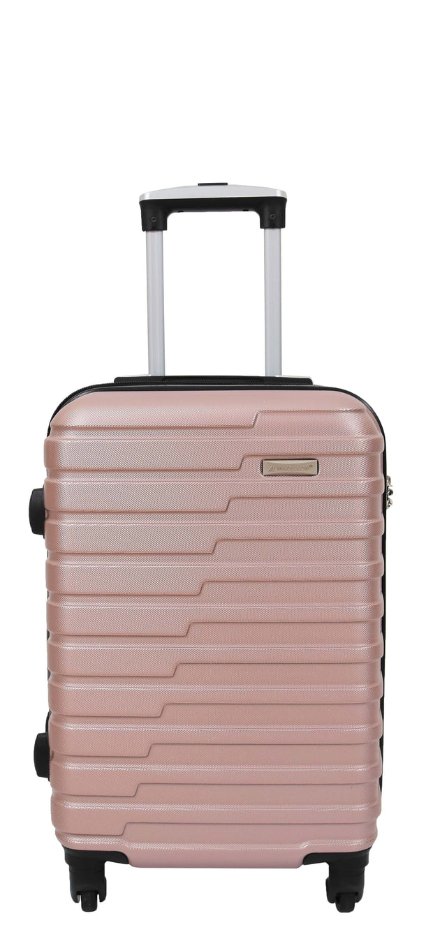 Cabin Size 4 Wheel Suitcase ABS Lightweight Luggage Travel Bag Stargate Rose Gold