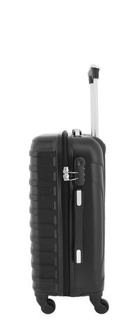 Cabin Size 4 Wheel Suitcase ABS Lightweight Luggage Travel Bag Stargate Black