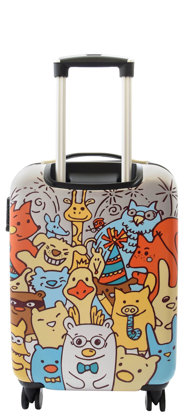 Cabin Size Suitcase 4 Wheel Cartoons Print Luggage