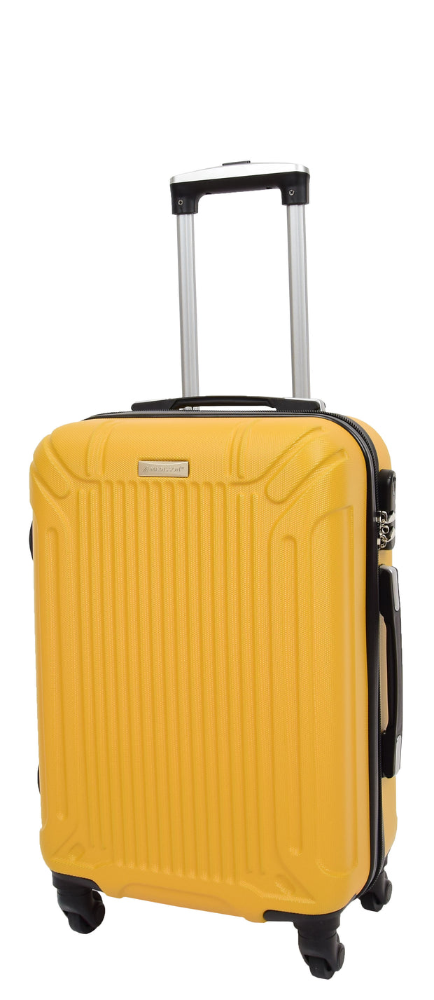 Robust 4 Wheel Suitcases Yellow Hard Shell ABS Digit Lock Lightweight Luggage Travel Bag Skytrax
