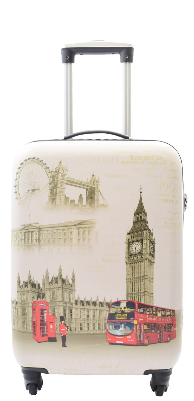Cabin Size 4 Wheel Luggage Hard Shell Suitcase Travel Bag London Landmarks