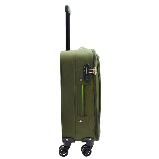 4 Wheel Suitcases Lightweight Soft Luggage Expandable Digit Lock Travel Bags Floaty Olive
