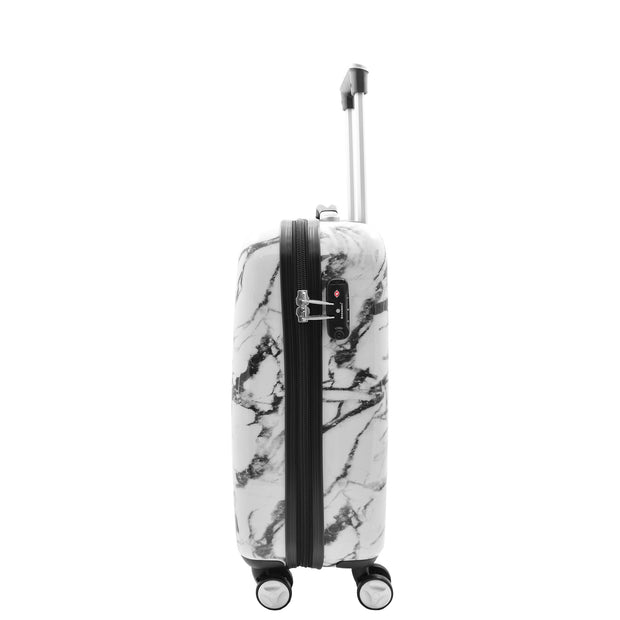 4 Wheel Luggage Hard Shell Expandable Suitcases White Marble