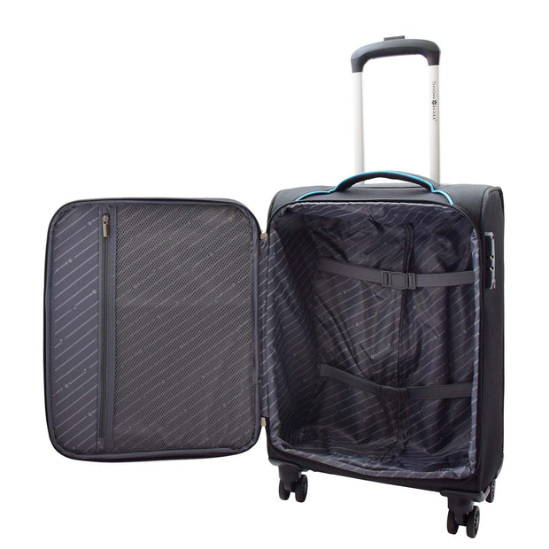 Lightweight 4 Wheels Soft Luggage Expandable TSA Lock Mercury Black