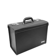Pilot Case Faux Leather Black Large Briefcase Doctors Business Professionals Bag Cruise