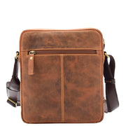 Mens Tan Hunter Leather Crossbody Bag Multi Pockets Messenger iPad Flight Bag Jaxon