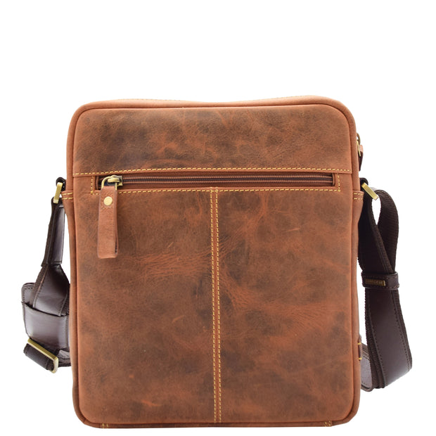 Mens Tan Hunter Leather Crossbody Bag Multi Pockets Messenger iPad Flight Bag Jaxon