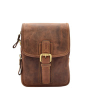 Mens Crossbody Bag Genuine Leather Messenger Casual Multi Pockets Flight Bag Alex Tan