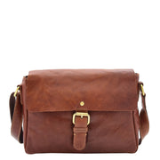 Womens Distressed Leather Crossbody Bag Vintage Finish Messenger Dottie Cognac