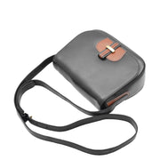 Womens Real Leather Crossbody Bag Classic Messenger Organiser Luna Black