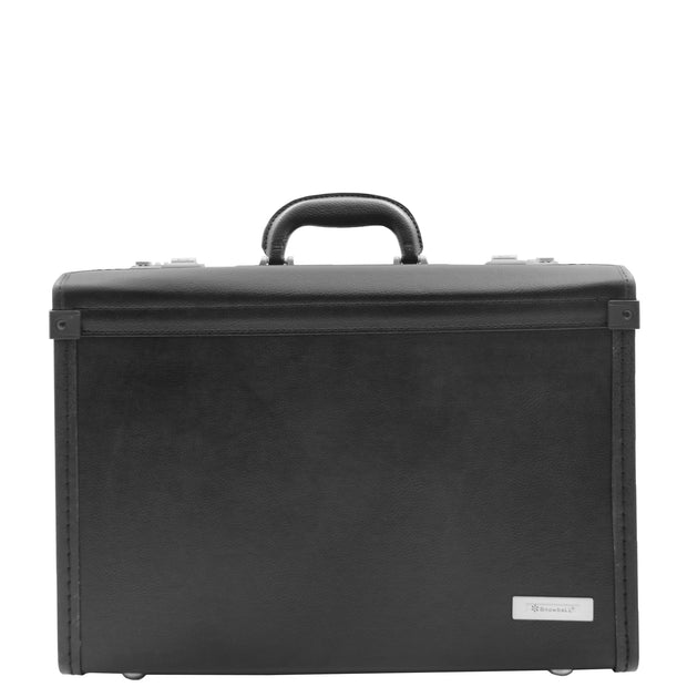 Pilot Case Faux Leather Black Large Briefcase Doctors Business Professionals Bag Cruise