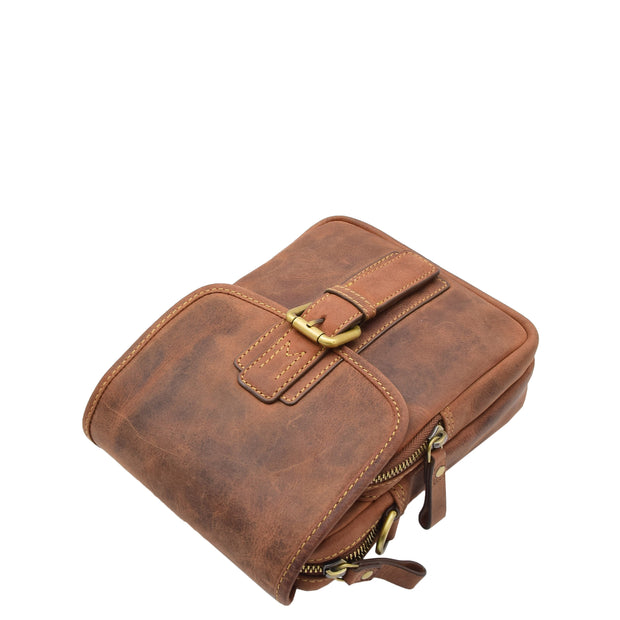 Mens Crossbody Bag Genuine Leather Messenger Casual Multi Pockets Flight Bag Alex Tan