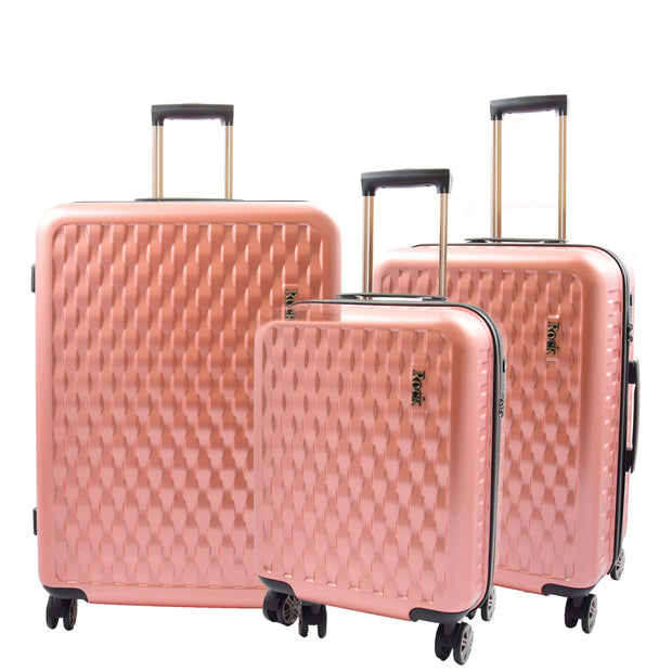 8 Wheel Hard Shell Premium Luggage Lightweight Suitcases Travel Bags Groovy Rose Pink