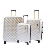 8 Wheel Hard Shell Premium Luggage Lightweight Suitcases Travel Bags Groovy Silver