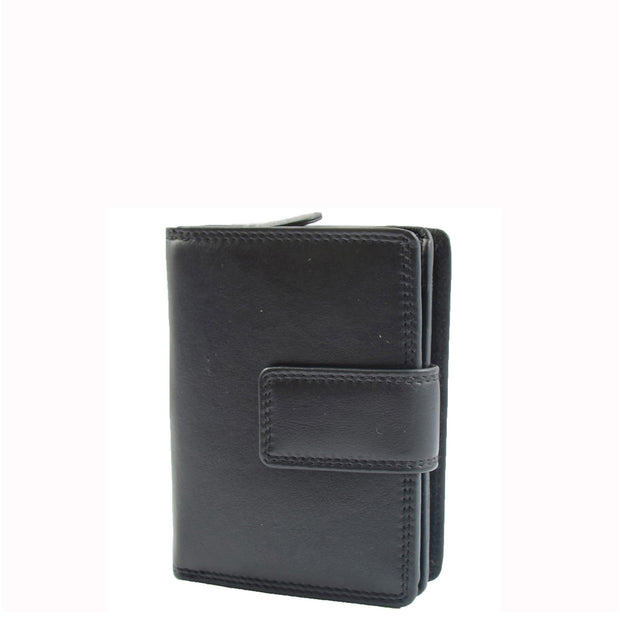 Womens Soft Leather Purse Mid-Sized Cards ID Notes Coins Pocket RFID Safe Anya Black