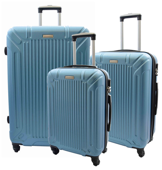 Robust 4 Wheel Suitcases Blue ABS Digit Lock Lightweight Luggage Travel Bag Skytrax