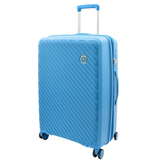 Exclusive Suitcases on Wheels Solid Hard Shell Luggage Lightweight Expandable Travel Bags Trek Blue