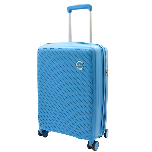 Exclusive Suitcases on Wheels Solid Hard Shell Luggage Lightweight Expandable Travel Bags Trek Blue