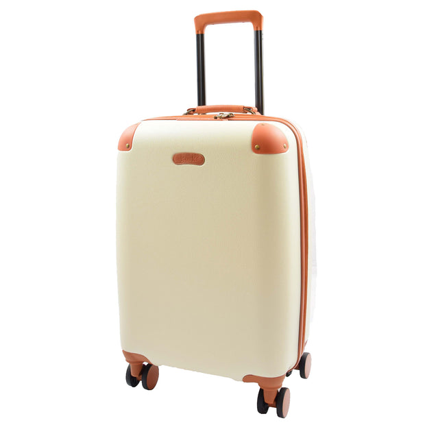 Classic 4 Wheel Hard Shell Luggage Expandable Lightweight Suitcases Travel Bags Cruiser Cream